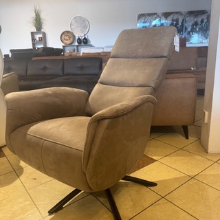 Relaxfauteuil – taupe microvezelstof – M – manueel verstelbaar d.m.v.