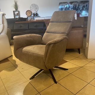Relaxfauteuil – taupe microvezelstof – M – manueel verstelbaar d.m.v.