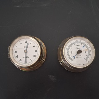 Scheeps barometer met uurwerk Marpro