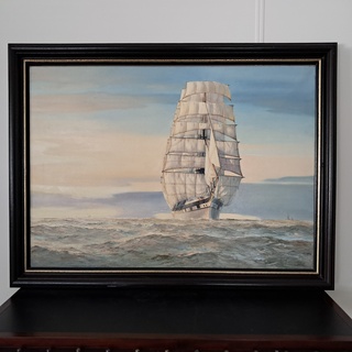 Scheepsportret op woeste zee Olieverf op doek