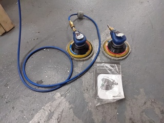 Luchtslanghaspel met 2x polijstmachine