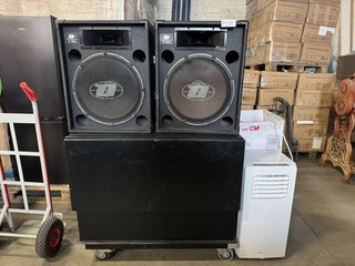 2x Dynacord E 152 speaker met transportkist