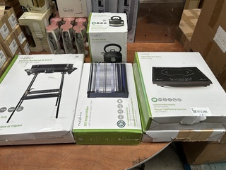 2x Kookplaat, 1x BBQ, 1x waterkoker, 1x vliegenlamp Nedis