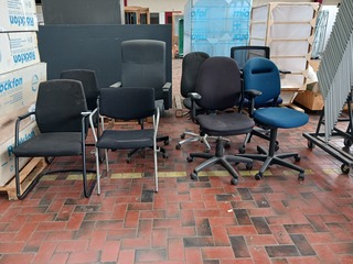 5x diverse bureaustoel met 3x ontvangststoel