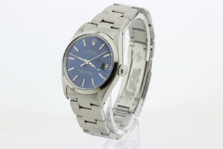 Heren polshorloge Rolex, Oyster perpetual date, Blauwe wijzerplaat, bo