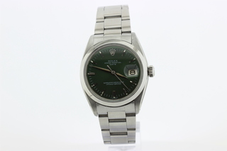 Heren polshorloge Rolex, Oyster perpetual date, Groene wijzerplaat, bo