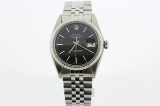Heren polshorloge Rolex, Oyster perpetual datejust, Zwarte wijzerplaat