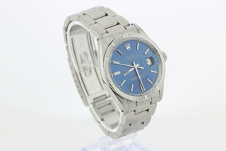 Heren polshorloge Rolex, Oyster perpetual date, Blauwe wijzerplaat, bo