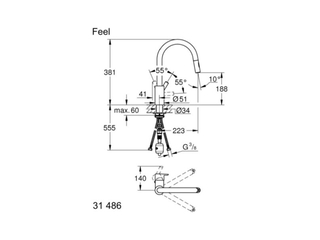Grohe QuickFix Feel Keukenkraan draaibare uitloop uittrekbare handdouc
