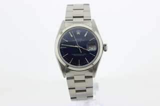 Heren polshorloge Rolex, Oyster perpetual date, Blauwe wijzerplaat, bo