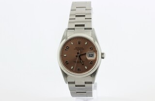 Heren polshorloge Rolex, Oyster perpetual Date, Roze wijzerplaat, bouw