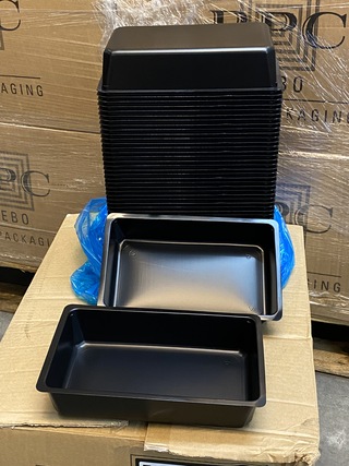 6x Dozen a 200 stuks topseal tray 552 voedselbakken, zwart