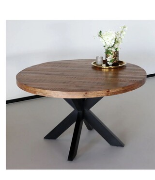 Eettafel rond mangohout 130 cm, 2025