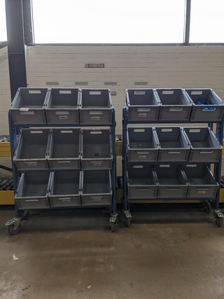 2x Orderpickwagen met kratten Fetra, 2881, bouwjaar 2021