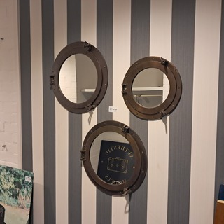 3x Decoratieve patrijspoort Authentic Models, Koper