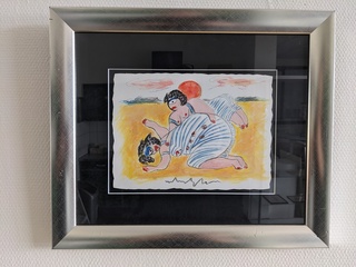 Gouache. titel strandmeisjes, Kunstenaar Anton Heyboer, te dateren 200