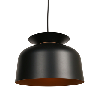 4x Hanglamp Skandina zwart met gouden binnenkant, Steinhauer Lighting,