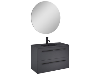 Atlantic Stella badmeubelset met spiegel en zwarte wastafel 80cm Mat Z