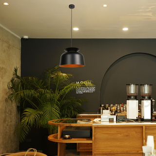 4x Hanglamp Skandina zwart met gouden binnenkant, Steinhauer Lighting,