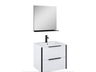 Atlantic Badmeubelset Aria met spiegel en keramische witte wastafel 60