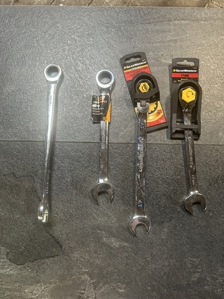 Kist vol met ring ratel sleutels 17/18/19 O.a. GearWrench