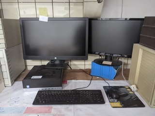 Computer met 2x beeldscherm HP, Prodesk 600 G3 SFF, core i5 7th gen
