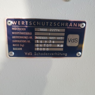 Kluis, VdS, 1800 22274, 2000
