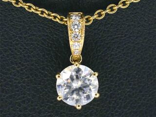 Gouden solitair hanger met een diamant 1.00 carat excl. ketting