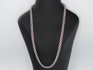 Witgouden collier volledig met witte diamanten en robijnen 15.00 carat
