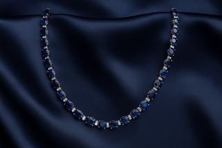 Tenniscollier met grote saffieren en natuurlijke diamanten