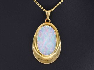 Gouden hanger met doublet opaal excl. ketting