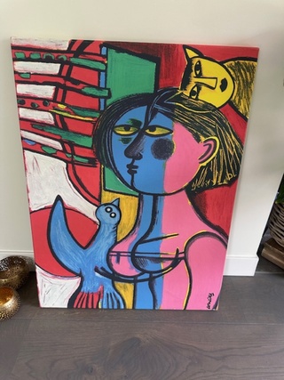 Corneille “Femme Oiseau Bleu et Chat Jaune”