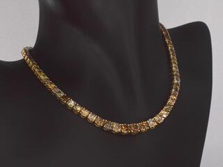 Gouden tennis collier met champagne en cognac diamanten