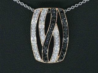 Rosegouden design hanger met witte en zwarte briljanten diamanten excl