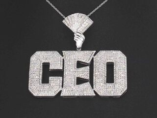 Witgouden 'CEO' iced hanger met 2.00 carat diamanten excl. ketting