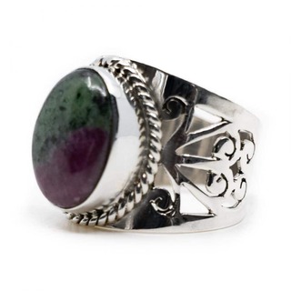 Ca. 20x Edelsteen Ring Robijn in Zoisiet 925 Zilver 