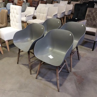 4x Eetkamerstoel Outdoor met old look poten , Zazuhome , Grijs / Chroo