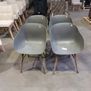 4x Eetkamerstoel Outdoor met old look poten , Zazuhome , Grijs / Chroo