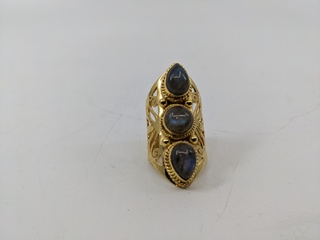 Ca. 10x Edelsteen Ring Labradoriet 925 Zilver & verguld