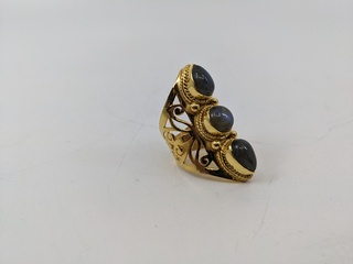Ca. 10x Edelsteen Ring Labradoriet 925 Zilver & verguld