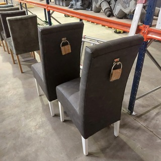2x Eetkamerstoel Vintage leder, Zazuhome , “Barbara”, Donkergrijs / An