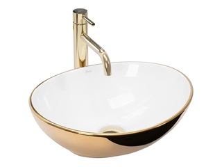 Rea Sofia Gold/Wit Opzetwastafel Wit En Goud 41×345 cm