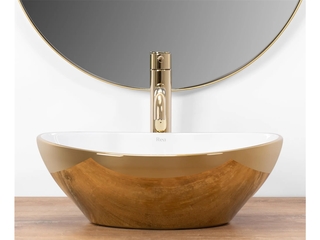Rea Sofia Gold/Wit Opzetwastafel Wit En Goud 41×345 cm
