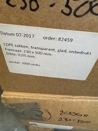 Ca. 25000x LPDE zak, transparant