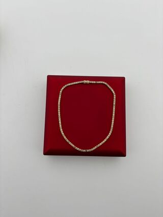 Gouden tennis collier met champagne en cognac diamanten natuurlijk