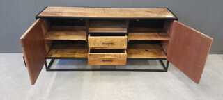 Mango visgraat tv-dressoir , naturel/zwart