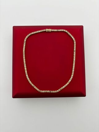 Gouden tennis collier met champagne en cognac diamanten natuurlijk