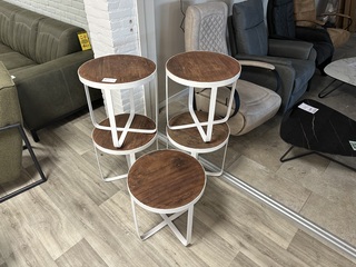 5x Bijzettafel, wit/hout