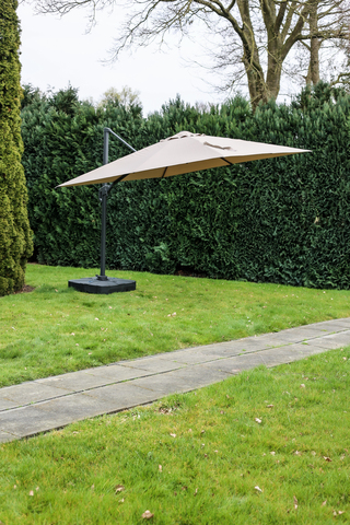 Parasol groot inclusief voet 4×3 meter, beige