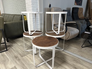 5x Bijzettafel, wit/hout